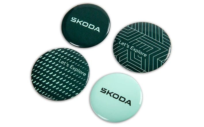 Set insigne Skoda – 4 piese, verde emerald si electric green - CarFun.ro - Accesorii Originale