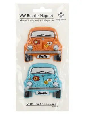 Set Magneti Soft Volkswagen Beetle, 2 Bucati - Portocaliu & Albastru, Model Frontal - Volkswagen Shop