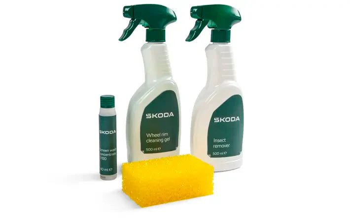 Set produse ingrijire auto Skoda – curatare parbriz, jante si indepartare insecte - CarFun.ro - Accesorii Originale