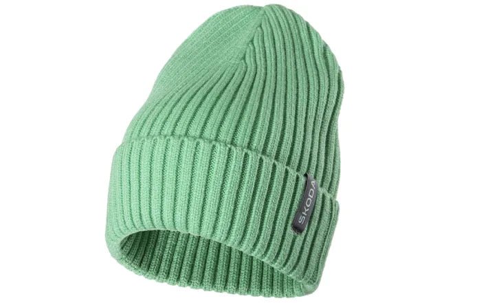 Set Skoda caciula si fular knitted electric green - CarFun.ro - Accesorii Originale