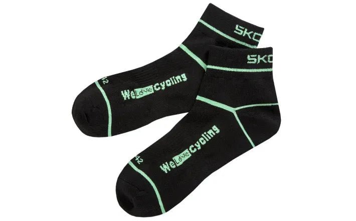 Sosete ciclism negre Skoda, marimea 35 - 38, tratament antibacterian - CarFun.ro - Accesorii Originale
