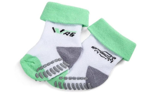 Sosete Confortabile Skoda cu Grip si Logo VRS, Alb/Gri/Verde Electric - CarFun.ro - Accesorii Originale
