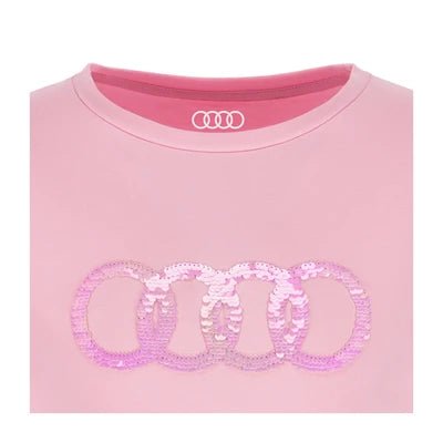 Tricou Audi Copii, Roz, Insigna Reversibila - CarFun.ro - Accesorii Originale Auto