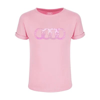 Tricou Audi Copii, Roz, Insigna Reversibila - CarFun.ro - Accesorii Originale Auto