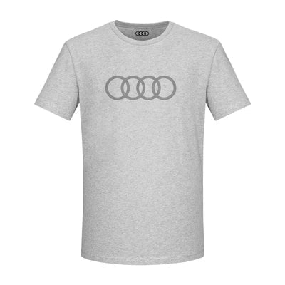 Tricou Audi Rings gri barbati bumbac organic L - CarFun.ro - Accesorii Originale