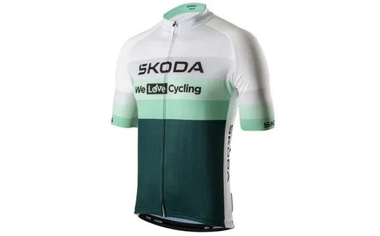 Tricou de ciclism pentru barbati Skoda Design - Alb, Smarald si Electric - CarFun.ro - Accesorii Originale