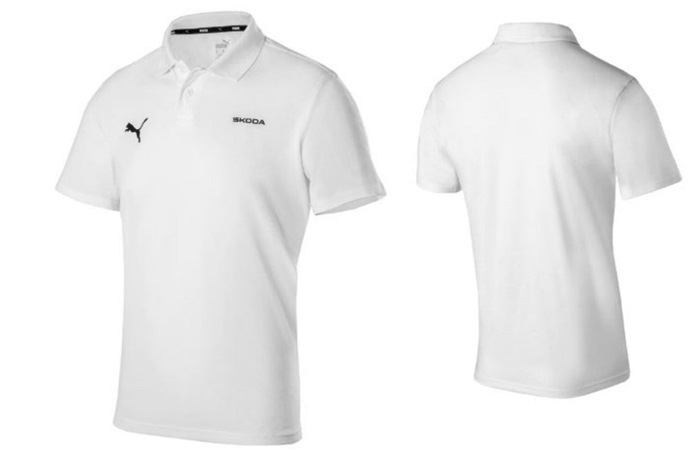 Tricou polo barbati Skoda x Puma, alb - CarFun.ro - Accesorii Originale Auto